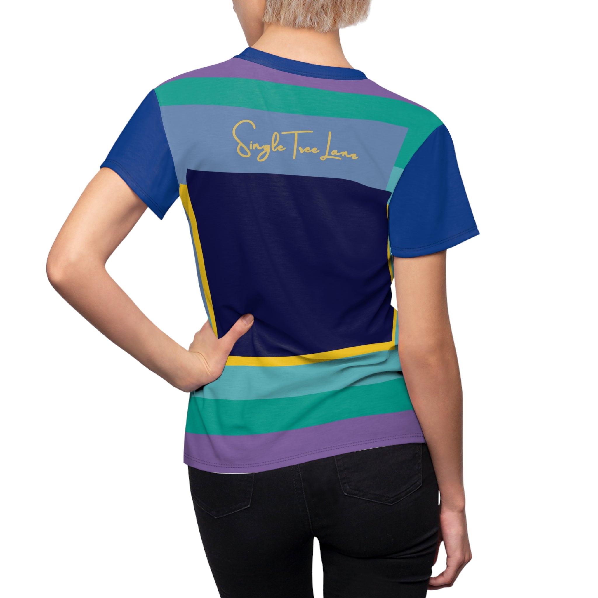 My Life in Purple Midnight Squares Geometric Print Colorful AOP Women&