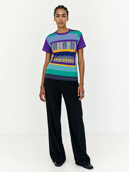 My Life in Purple Squares Geometric Print Colorful AOP Women&