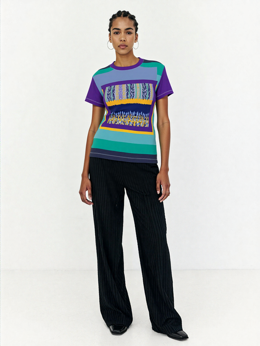 My Life in Purple Squares Geometric Print Colorful AOP Women's Tee