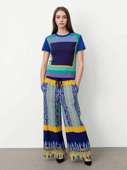 My Life in Purple Midnight Squares Geometric Print Colorful AOP Women&