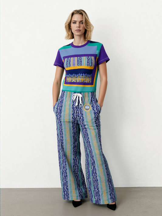 Mass Hypnosis Abstract Stripe Eco-Poly Wide Leg Pants