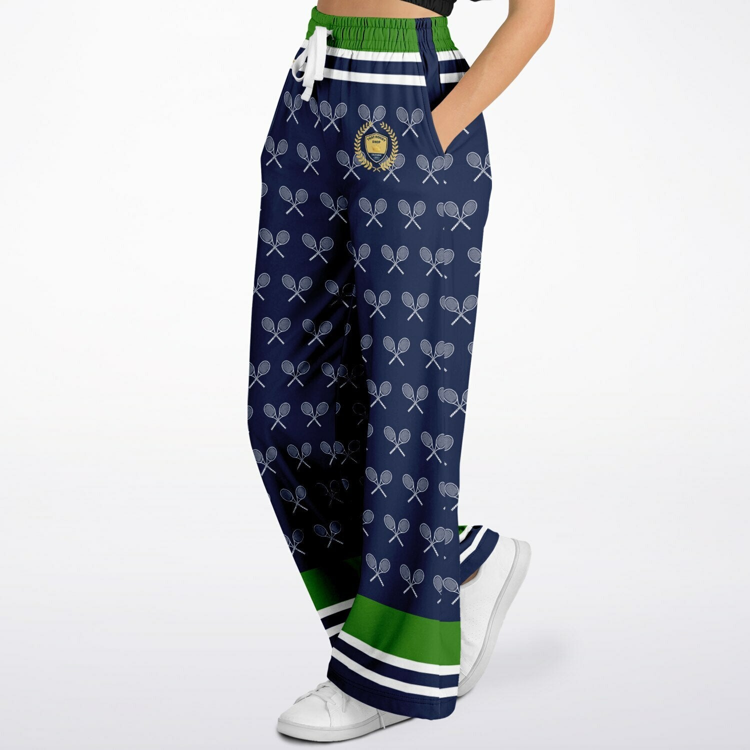 My Tennis Life in Sailor Blue Eco-Poly Wide Leg Pants
