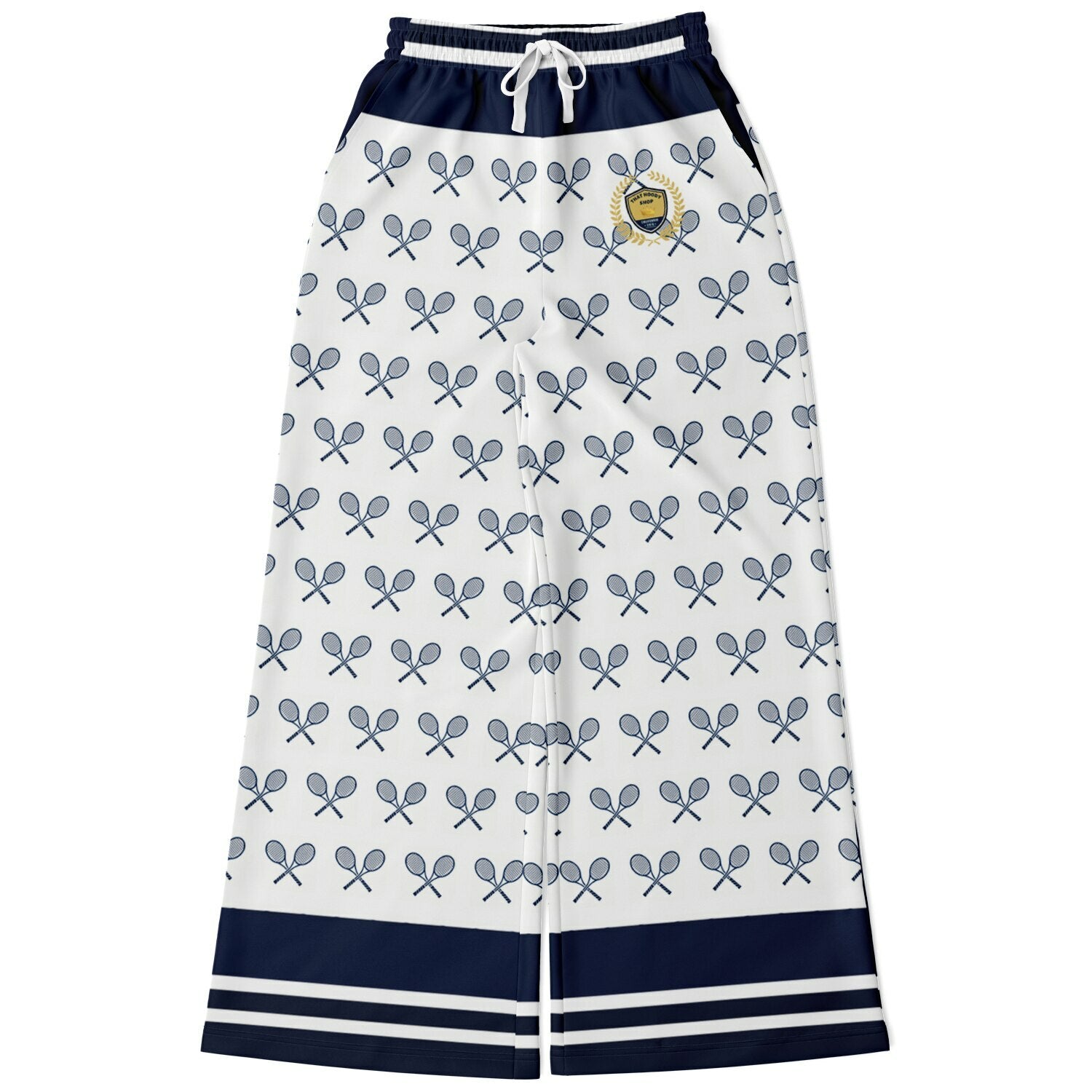 My Tennis Life in Sailor White Eco-Poly Wide Leg Pants