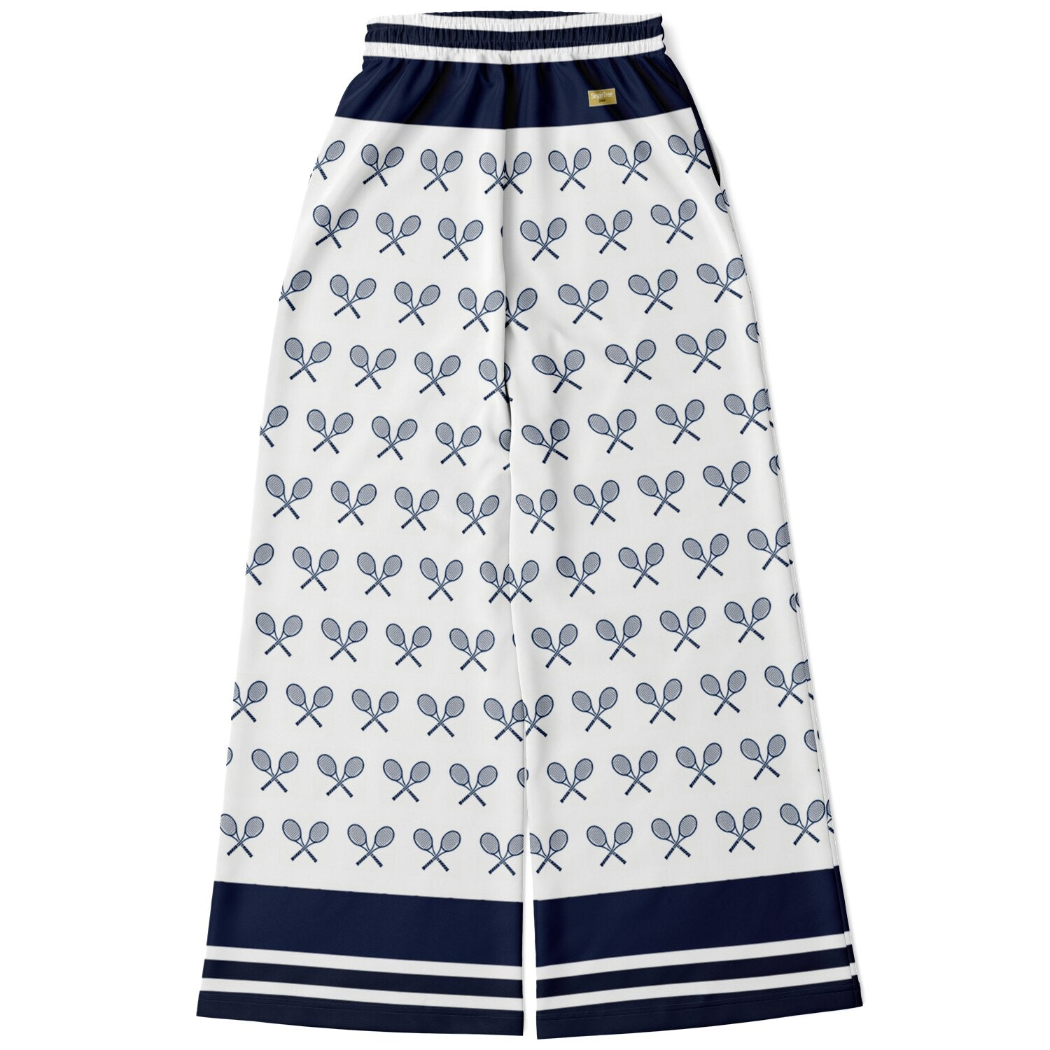 My Tennis Life in Sailor White Eco-Poly Wide Leg Pants