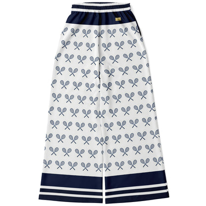 My Tennis Life in Sailor White Eco-Poly Wide Leg Pants