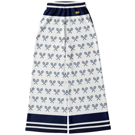 My Tennis Life in Sailor White Eco-Poly Wide Leg Pants