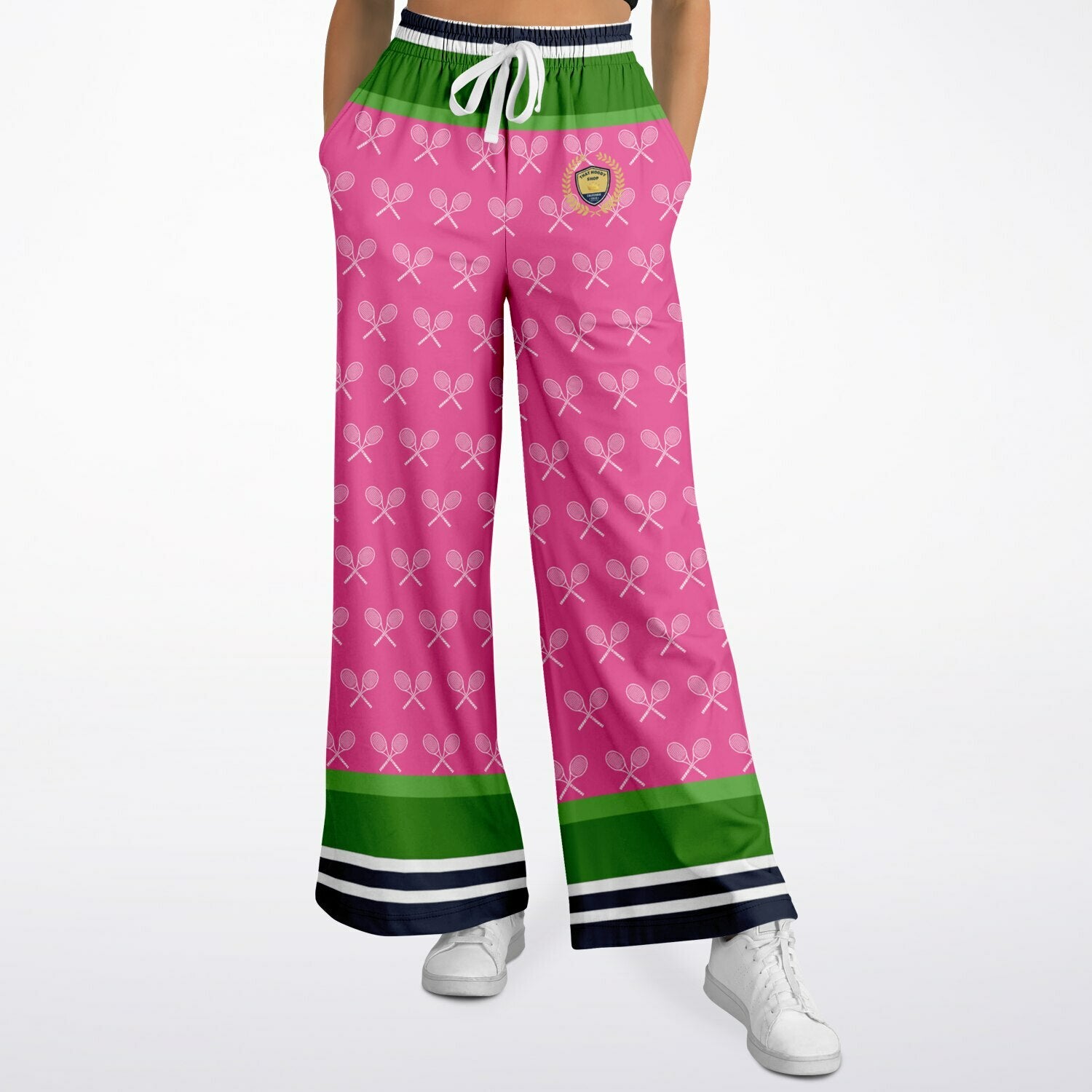 My Tennis Life in Watermelon Mint Eco-Poly Wide Leg Pants