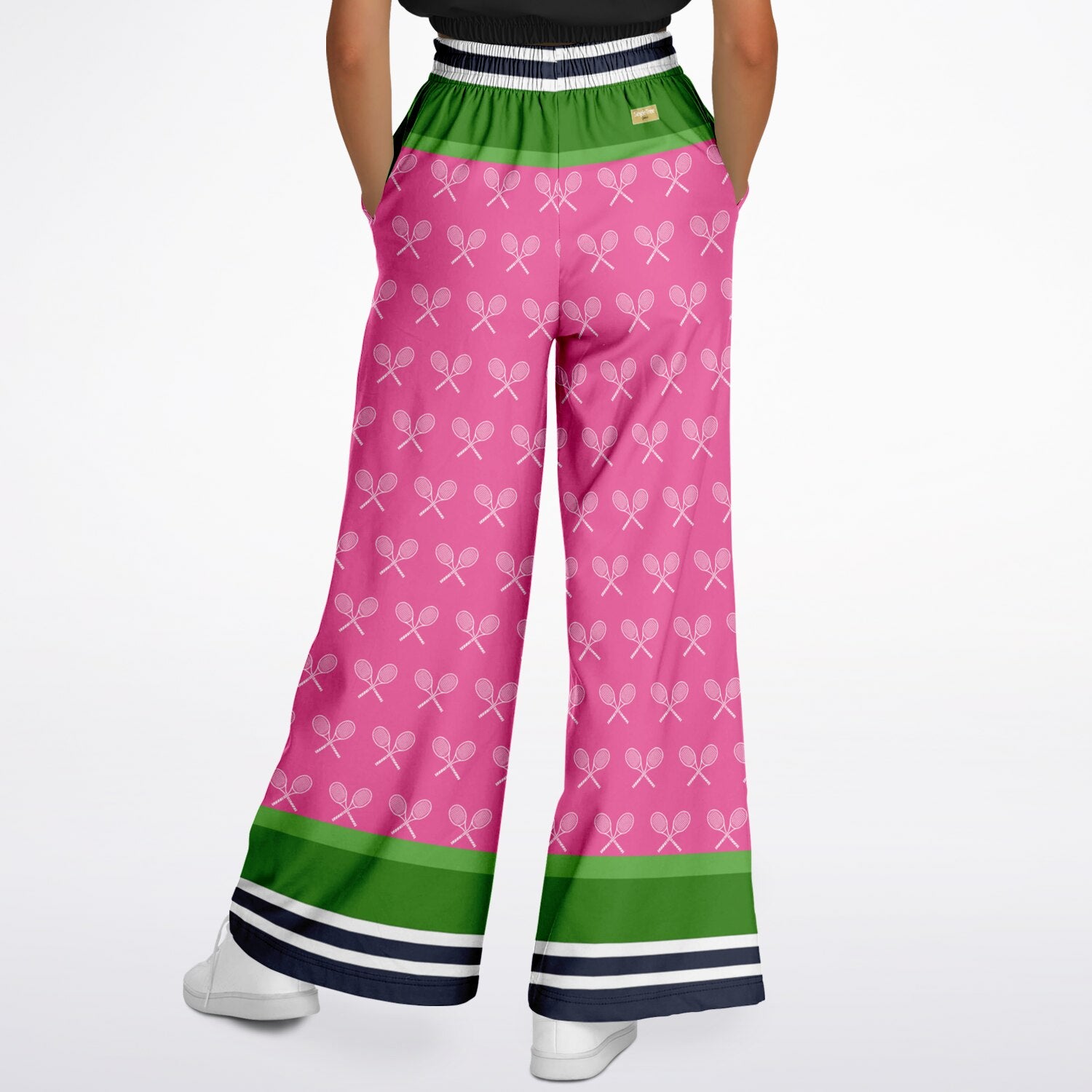 My Tennis Life in Watermelon Mint Eco-Poly Wide Leg Pants
