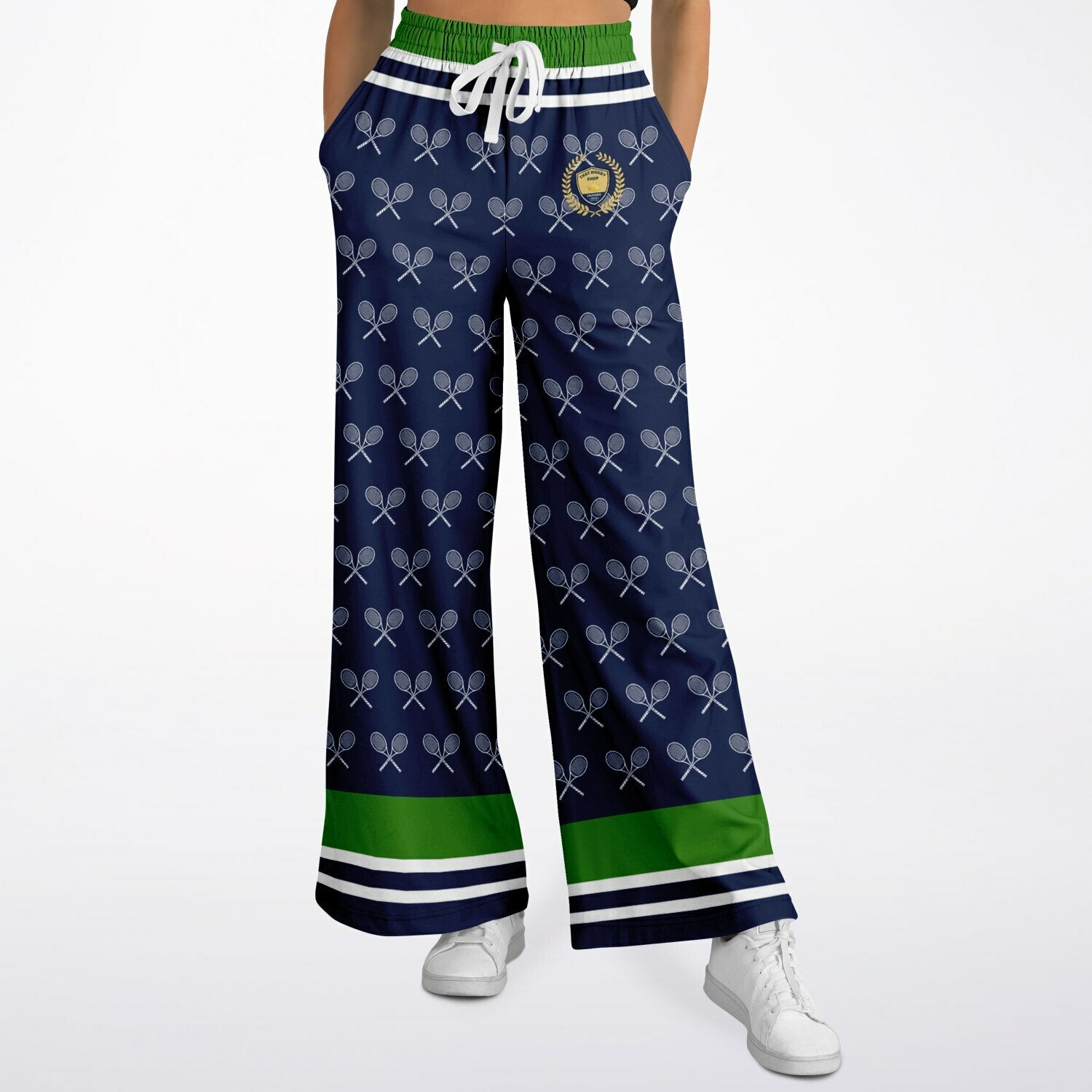 My Tennis Life in Sailor Blue Eco-Poly Wide Leg Pants