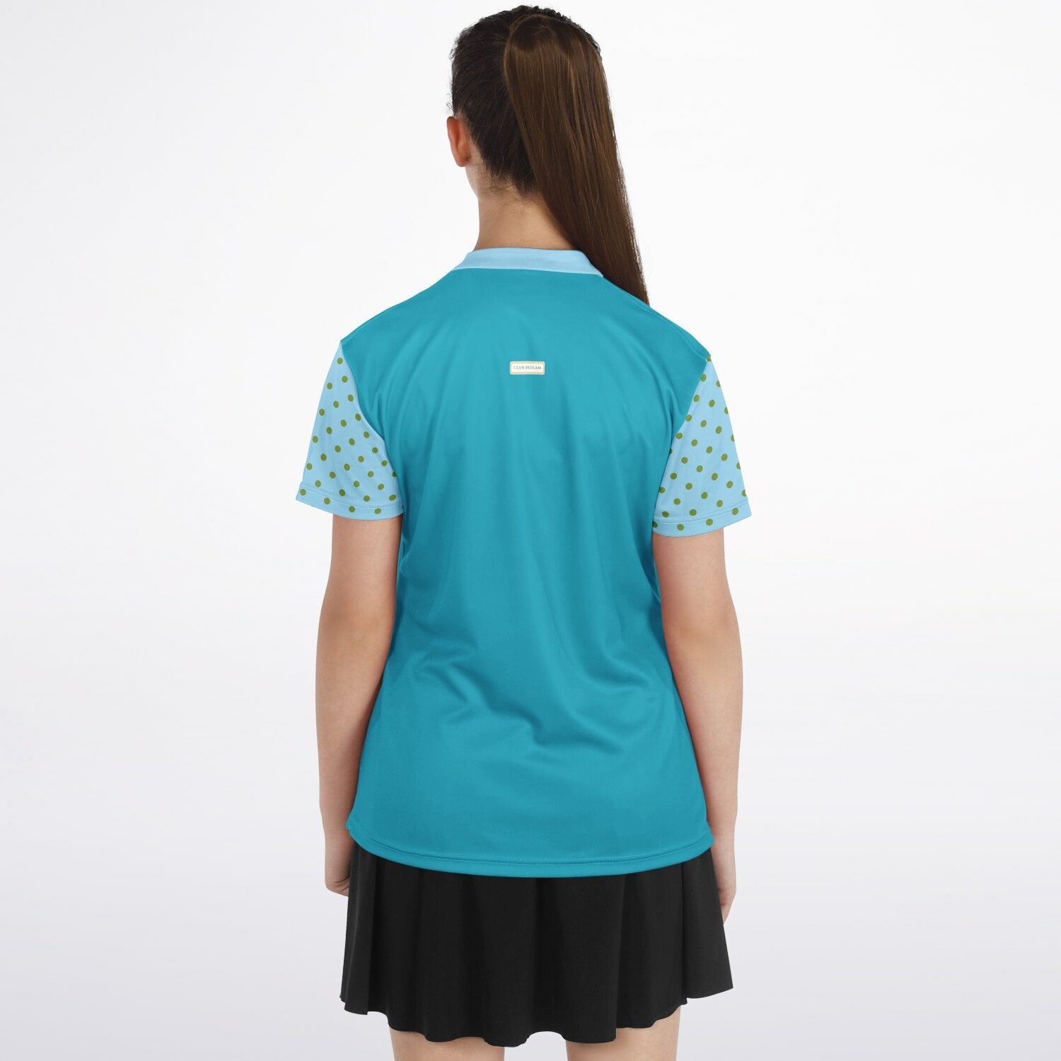 My Turquoise Golf Scenery Mandarin Collar Ladies Golf Polo Jersey