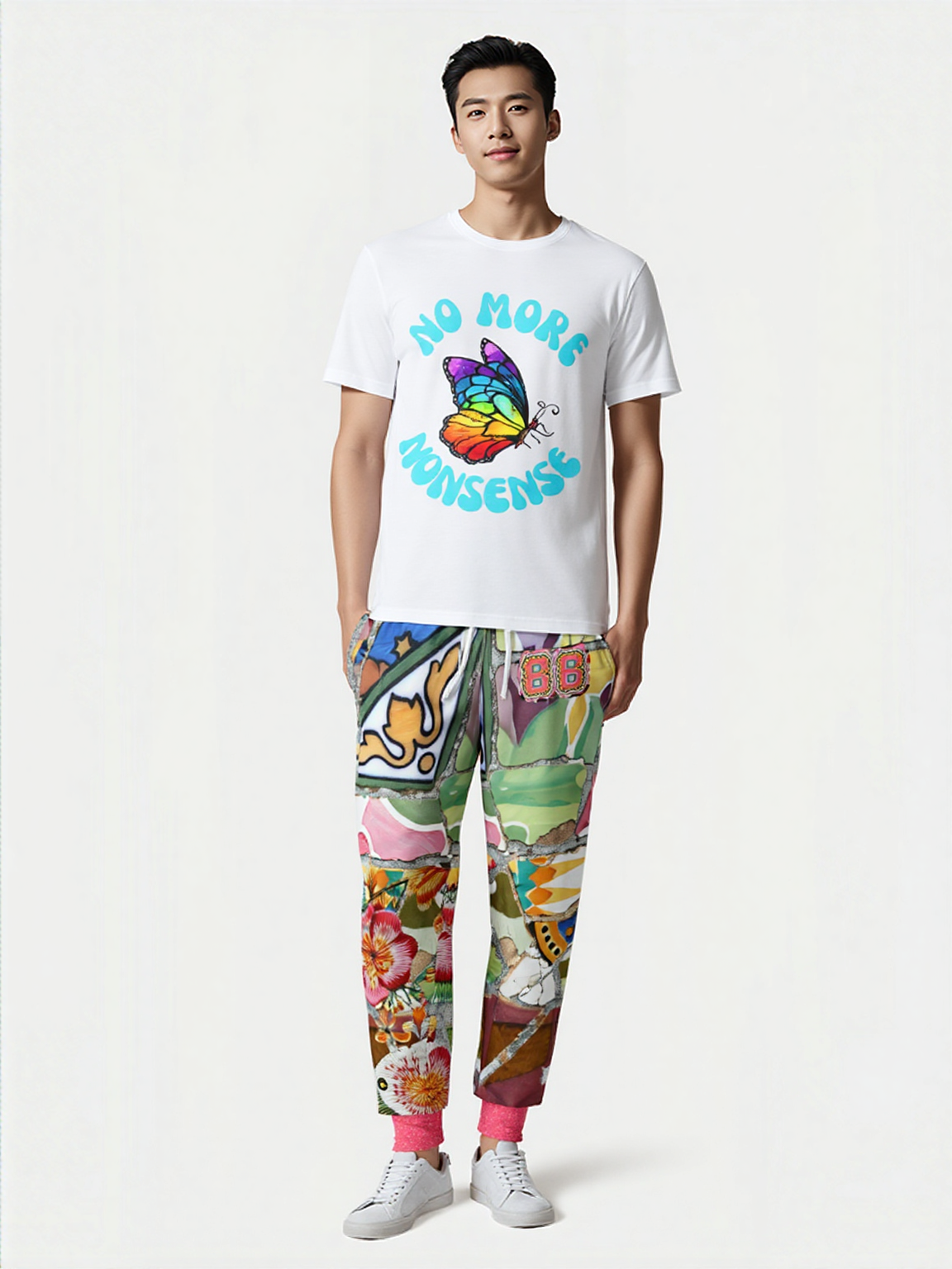 Pink African Savannah Floral Mosaic Tile Eco-Poly Unisex Joggers