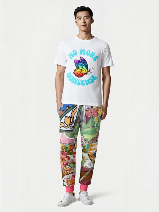 Pink African Savannah Floral Mosaic Tile Eco-Poly Unisex Joggers