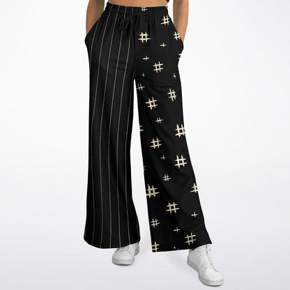 Off The Grid in Black &amp; Bone Eco-Poly Wide Leg Pants