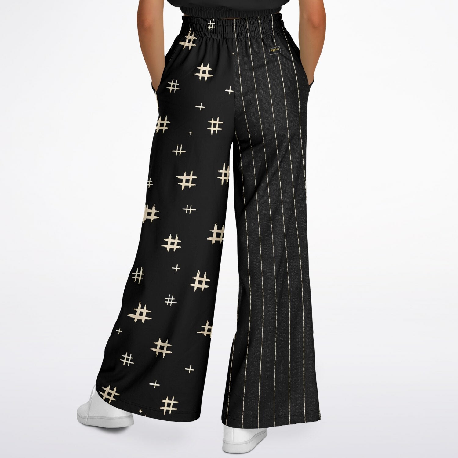 Off The Grid in Black &amp; Bone Eco-Poly Wide Leg Pants