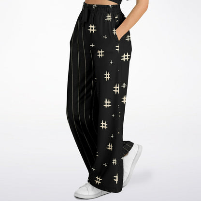 Off The Grid in Black &amp; Bone Eco-Poly Wide Leg Pants
