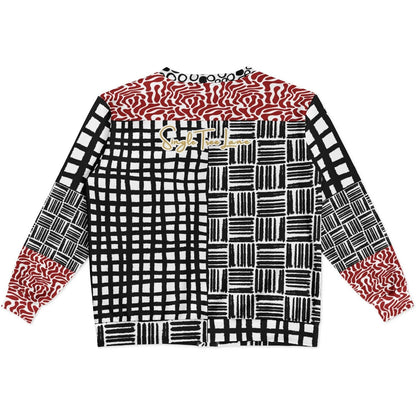 Black &amp; White Distortion Windowpane Plaid Heavyweight Unisex Cardigan