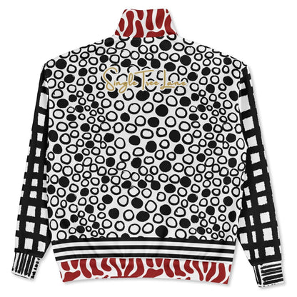 Black &amp; White Distortion in Eccentric Circles Heavyweight Oversized Quarter Zip Sweatshirt