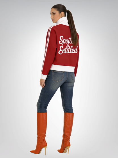 Spoiled &amp;  Entitled™ + STL Contrast Side Stripe Fleece Cropped Track Jacket