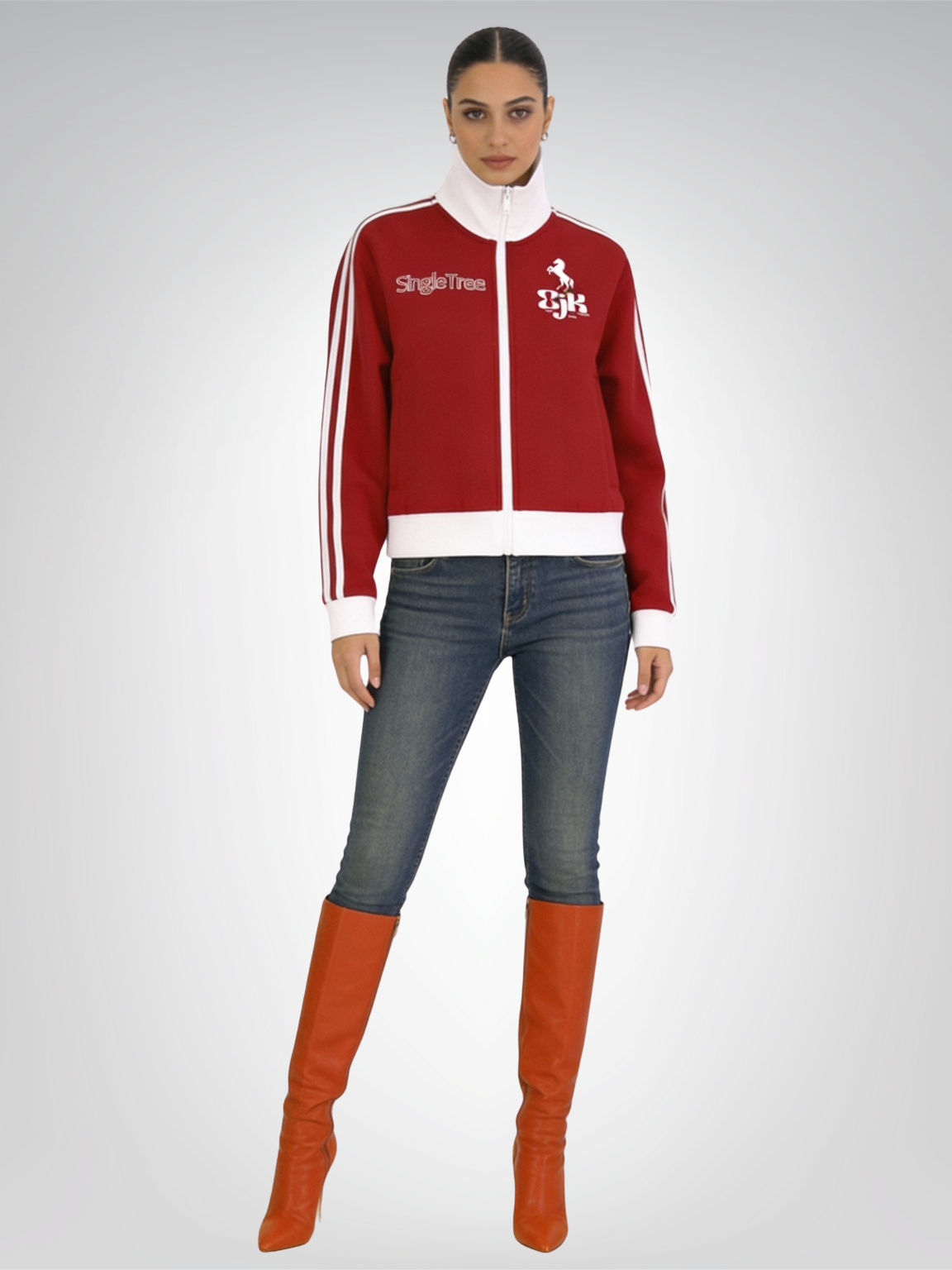 Spoiled &amp;  Entitled™ + STL Contrast Side Stripe Fleece Cropped Track Jacket