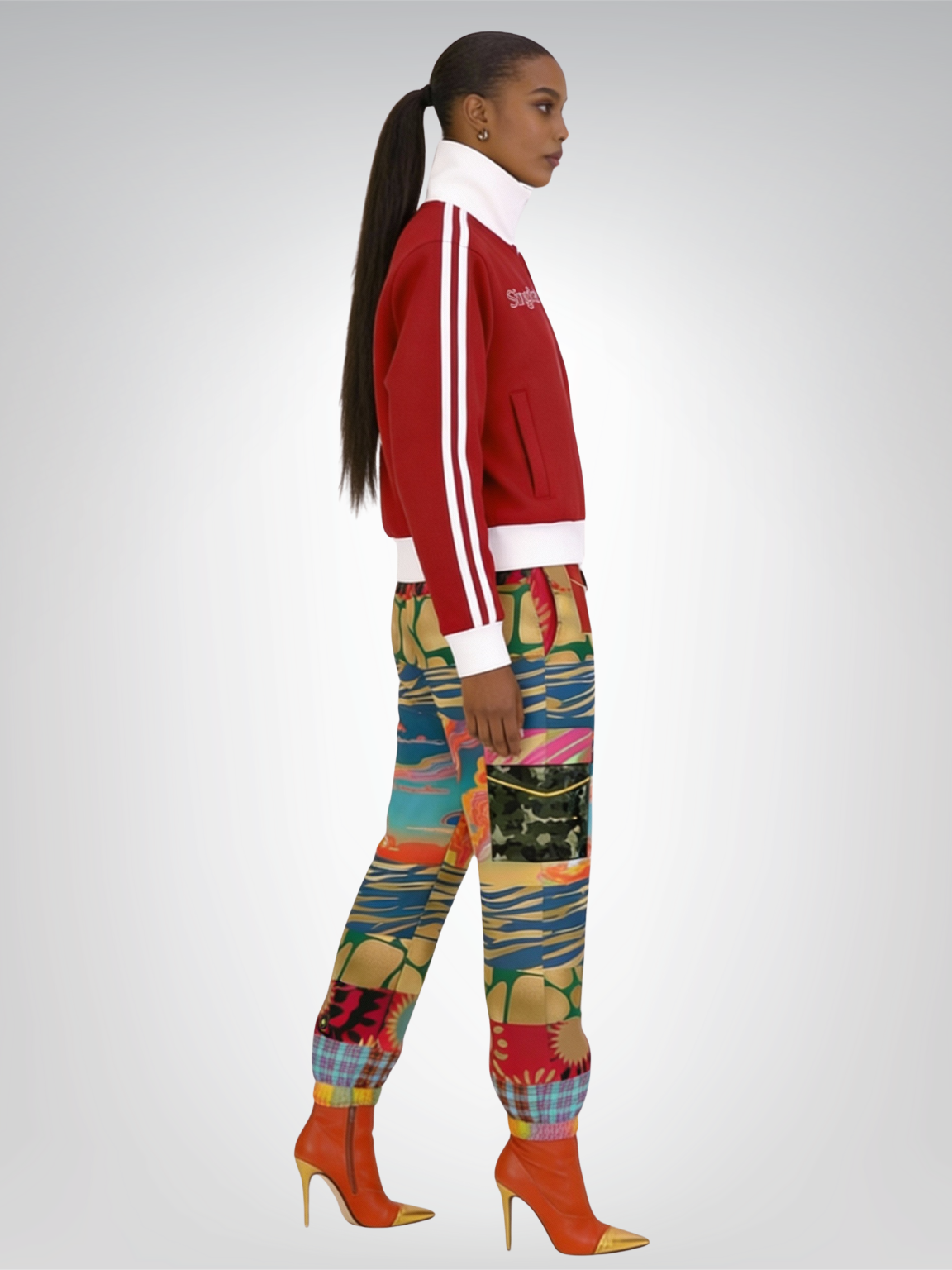 Spoiled &amp;  Entitled™ + STL Contrast Side Stripe Fleece Cropped Track Jacket