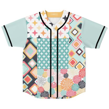 Old Miami Geo Trefoil Patchwork Eco-Poly Button Front Jersey