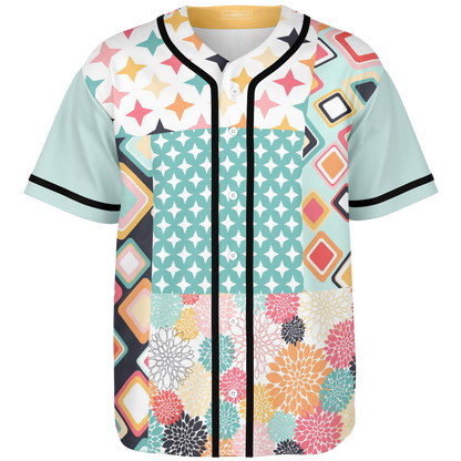 Old Miami Geo Trefoil Patchwork Eco-Poly Button Front Jersey