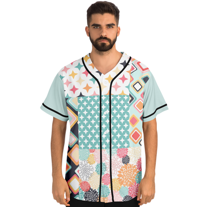 Old Miami Geo Trefoil Patchwork Eco-Poly Button Front Jersey