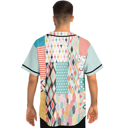 Old Miami Geo Trefoil Patchwork Eco-Poly Button Front Jersey