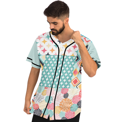 Old Miami Geo Trefoil Patchwork Eco-Poly Button Front Jersey