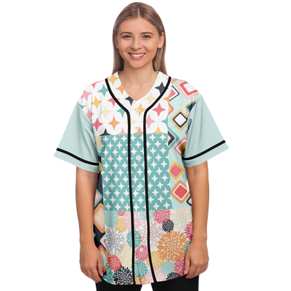 Old Miami Geo Trefoil Patchwork Eco-Poly Button Front Jersey
