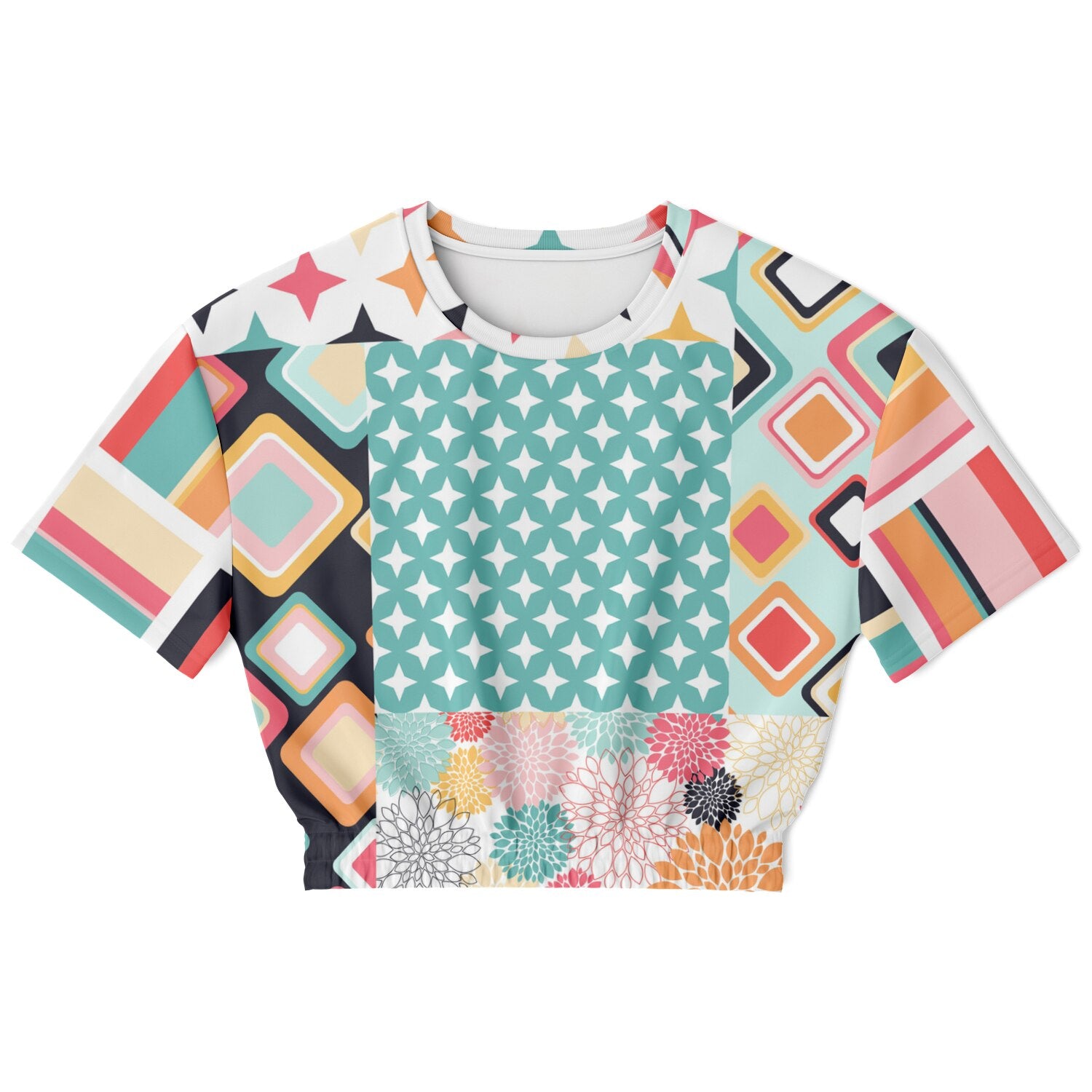 Old Miami Geometric Trefoil Eco-Poly Short Sleeve Cropped Pullover