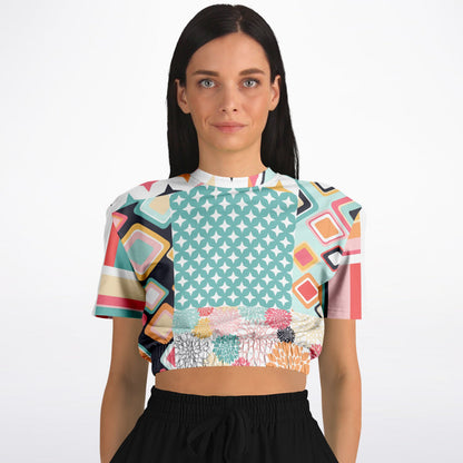 Old Miami Geometric Trefoil Eco-Poly Short Sleeve Cropped Pullover