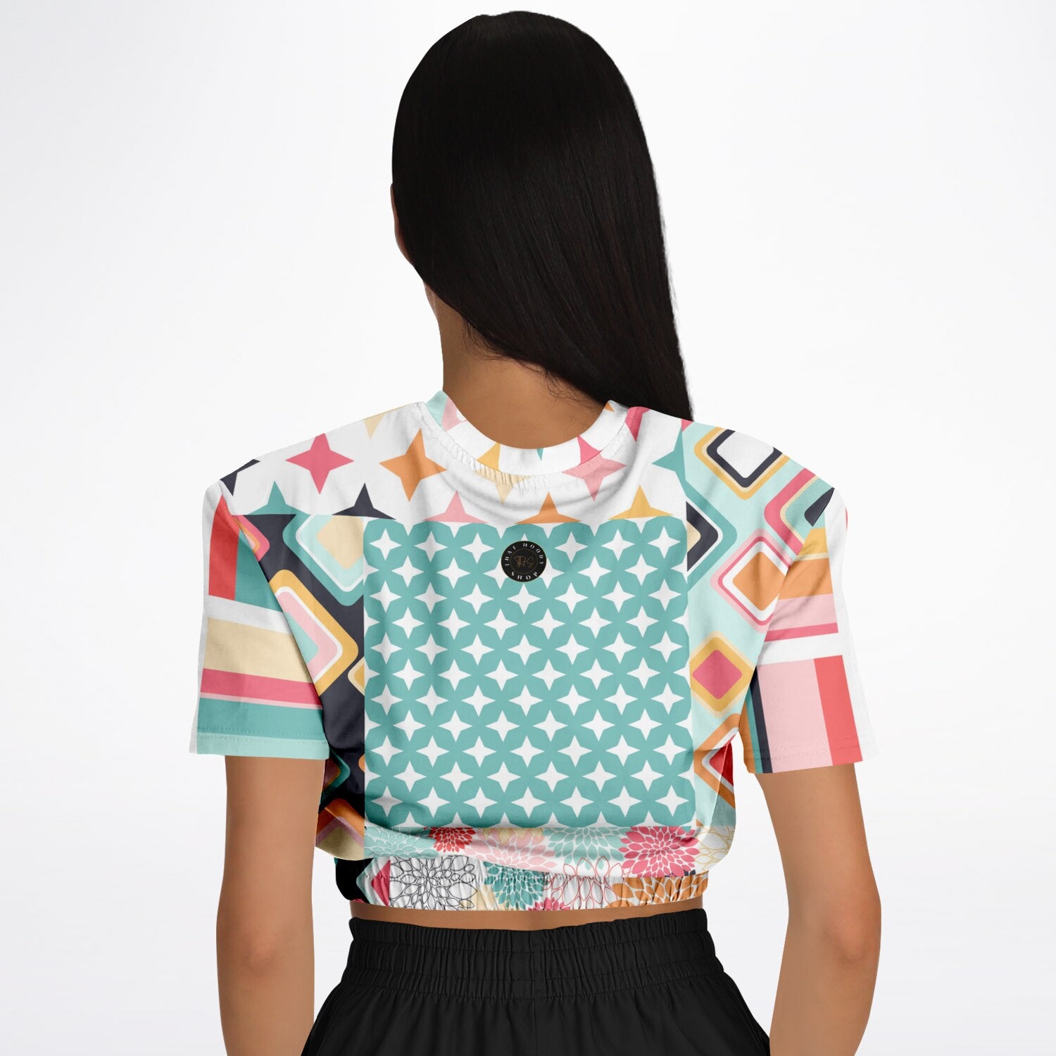 Old Miami Geometric Trefoil Eco-Poly Short Sleeve Cropped Pullover