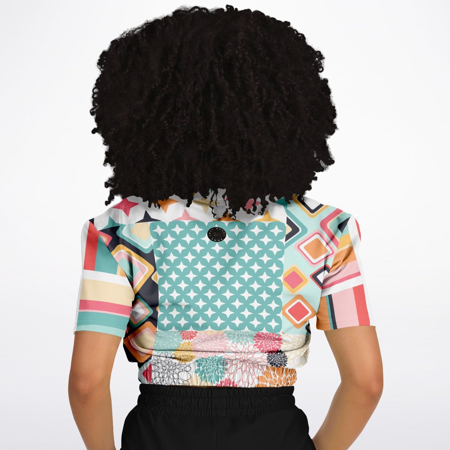 Old Miami Geometric Trefoil Eco-Poly Short Sleeve Cropped Pullover