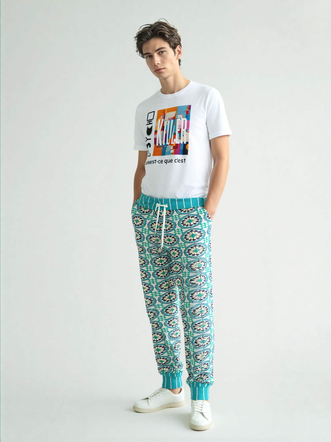 Olympia Heavenly Blue Tavira Tile Eco-Poly Unisex Joggers