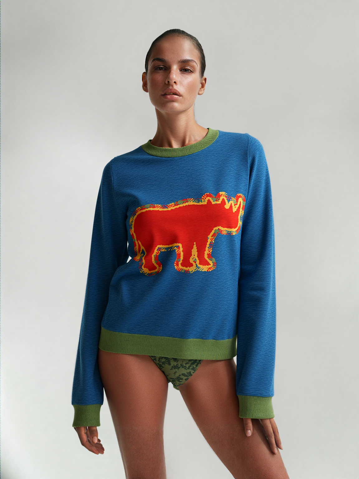 One Horse Rhino Knitted Crewneck Sweater