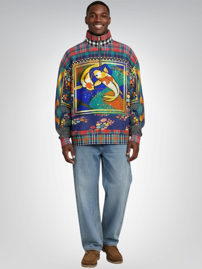 One Koi Two Koi - Best of Luck Heavyweight Oversized Quarter Zip Sweatshirt