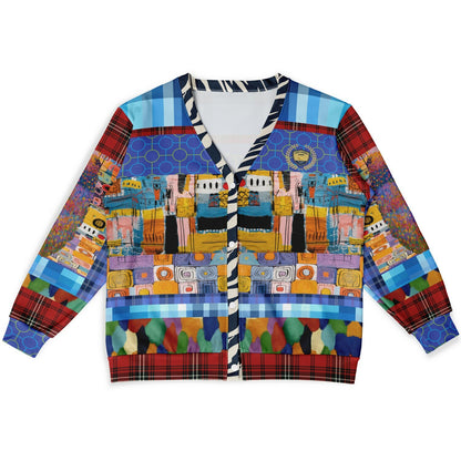 Open Window in Provence Graffiti Patchwork Heavyweight Unisex Cardigan