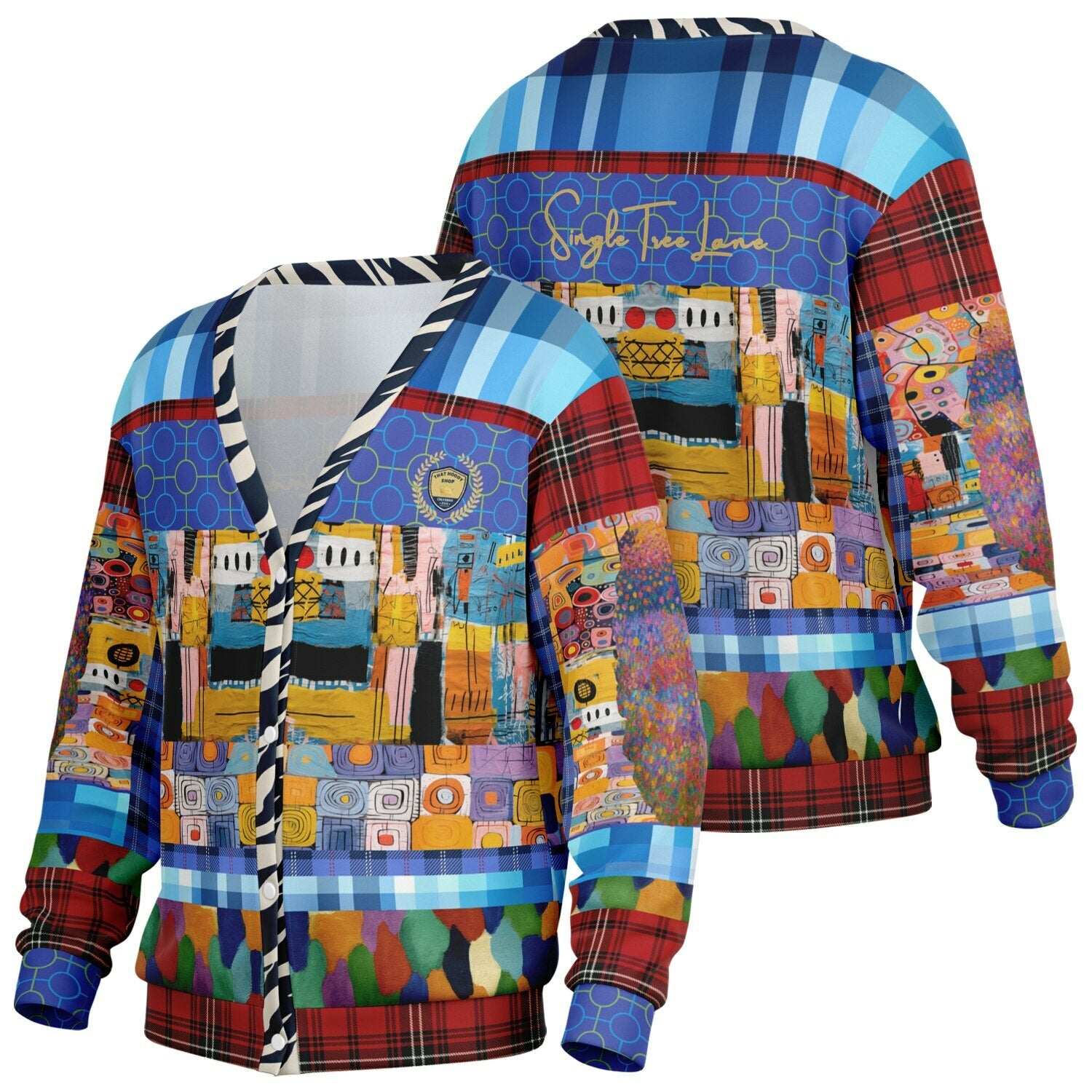 Open Window in Provence Graffiti Patchwork Heavyweight Unisex Cardigan