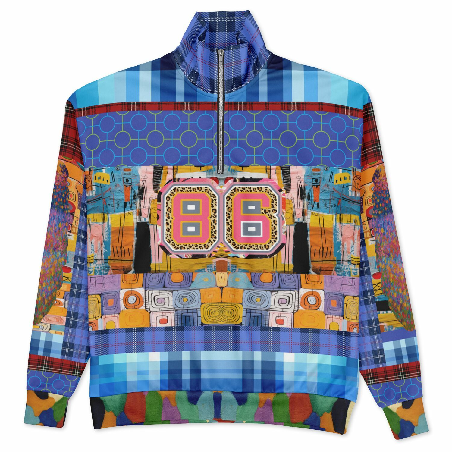 Open Window in Provence Graffiti Patchwork Heavyweight Oversized Quarter Zip Sweatshirt
