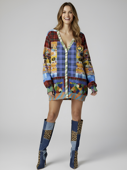 Open Window in Provence Patchwork Heavyweight Unisex Cardigan