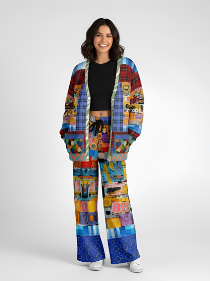 Open Window in Provence Patchwork Heavyweight Unisex Cardigan