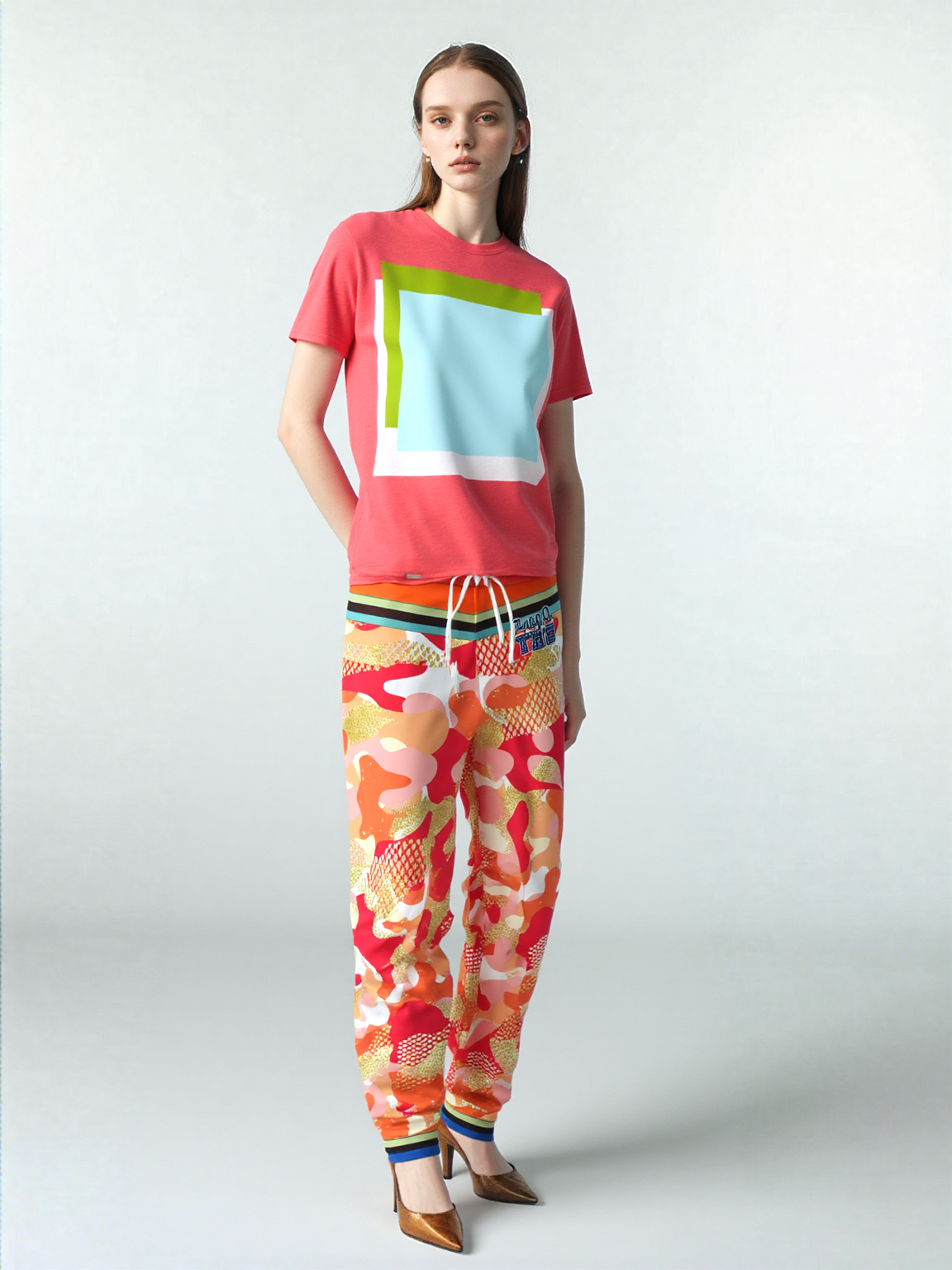 Orange Crescent Camo Eco-Poly Unisex Joggers