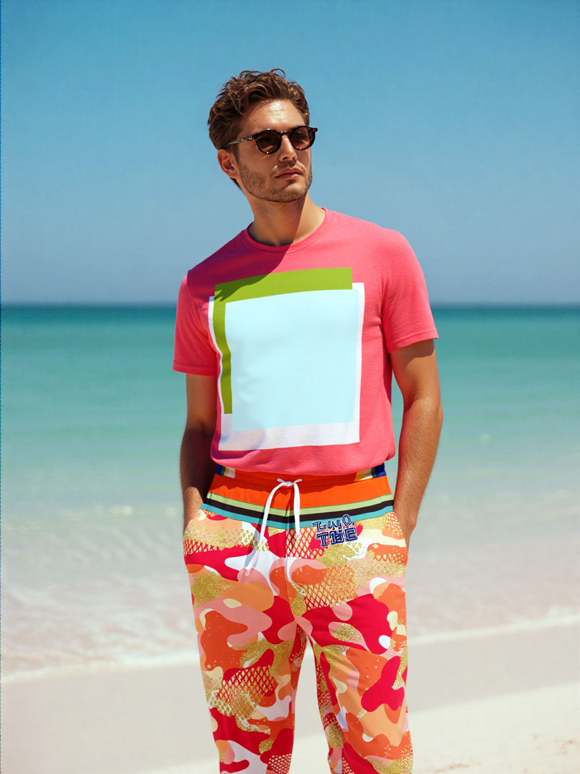 Orange Crescent Camo Eco-Poly Unisex Joggers