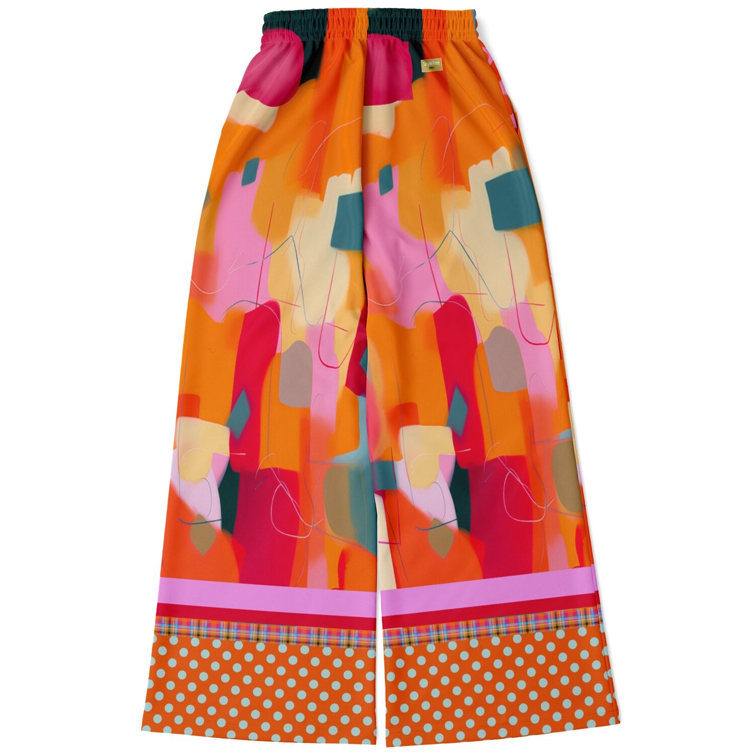 Orange Miramar Abstract Colorblock Eco-Poly Wide Leg Pants