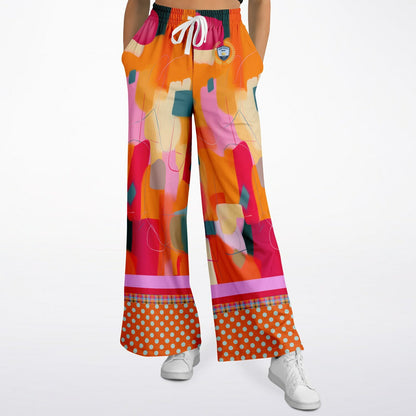 Orange Miramar Abstract Colorblock Eco-Poly Wide Leg Pants