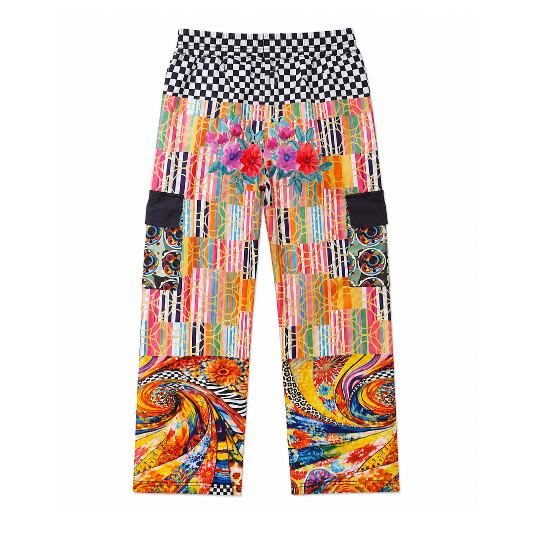 Orange Offset Stripe Cargo Pants