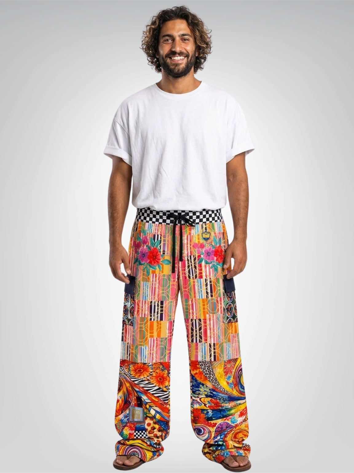 Orange Offset Stripe Cargo Pants