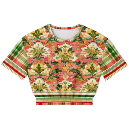 Orange Sari Bloom in Red Jaipur Eco-Poly Short Sleeve Cropped Pullover