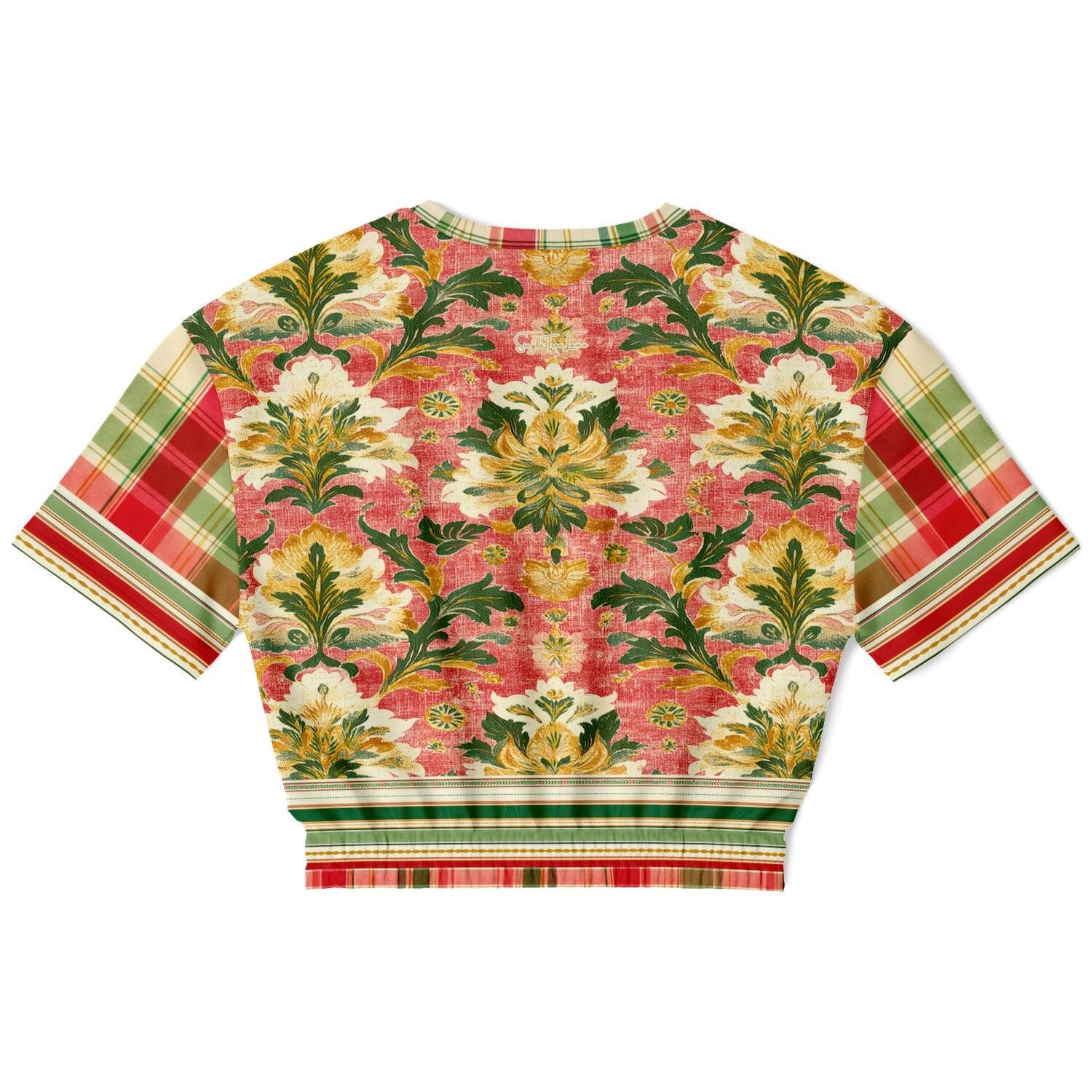 Orange Sari Bloom in Red Jaipur Eco-Poly Short Sleeve Cropped Pullover